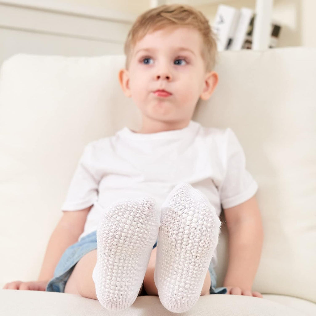Baby Non Slip Grip Ankle Socks with anti Skid Grippers Boys Girls Low Cut for Infants Toddlers Kids