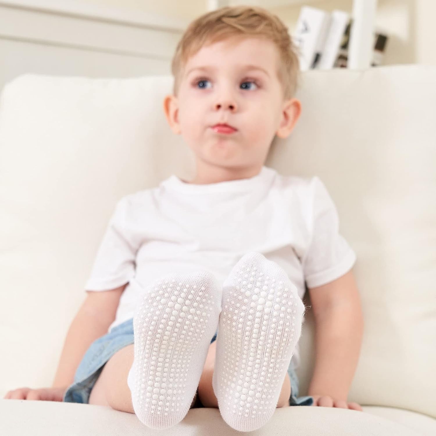 Baby Non Slip Grip Ankle Socks with anti Skid Grippers Boys Girls Low Cut for Infants Toddlers Kids