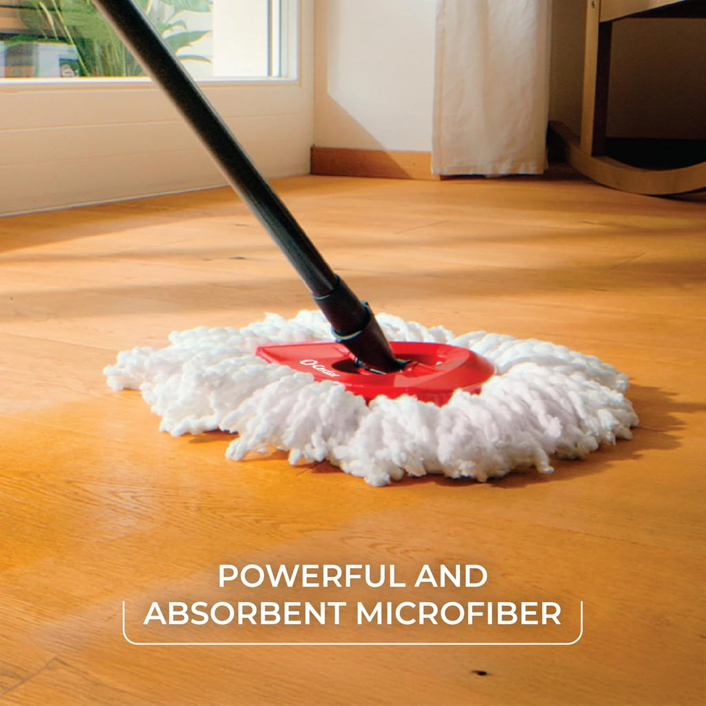 Easywring Microfiber Spin Mop, Bucket Floor Cleaning System, Red, Gray, Standard