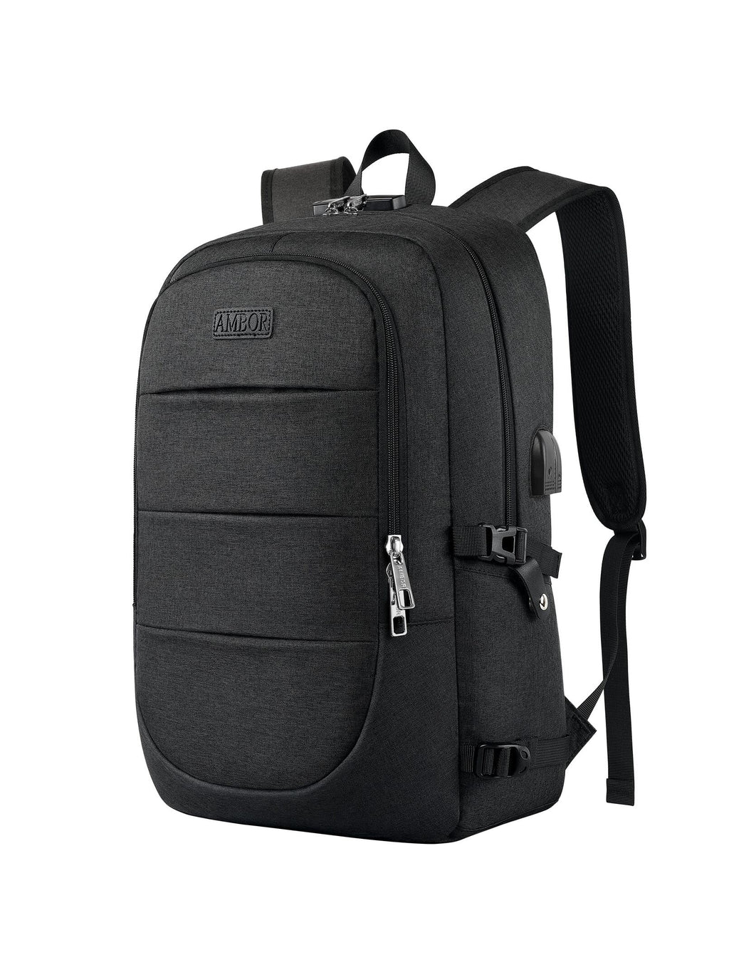 17.3 Inch anti Theft Business Laptop Backpack for Men & Womenwith, Travel Bag，With USB Charging Port and Headphone Interface, Black