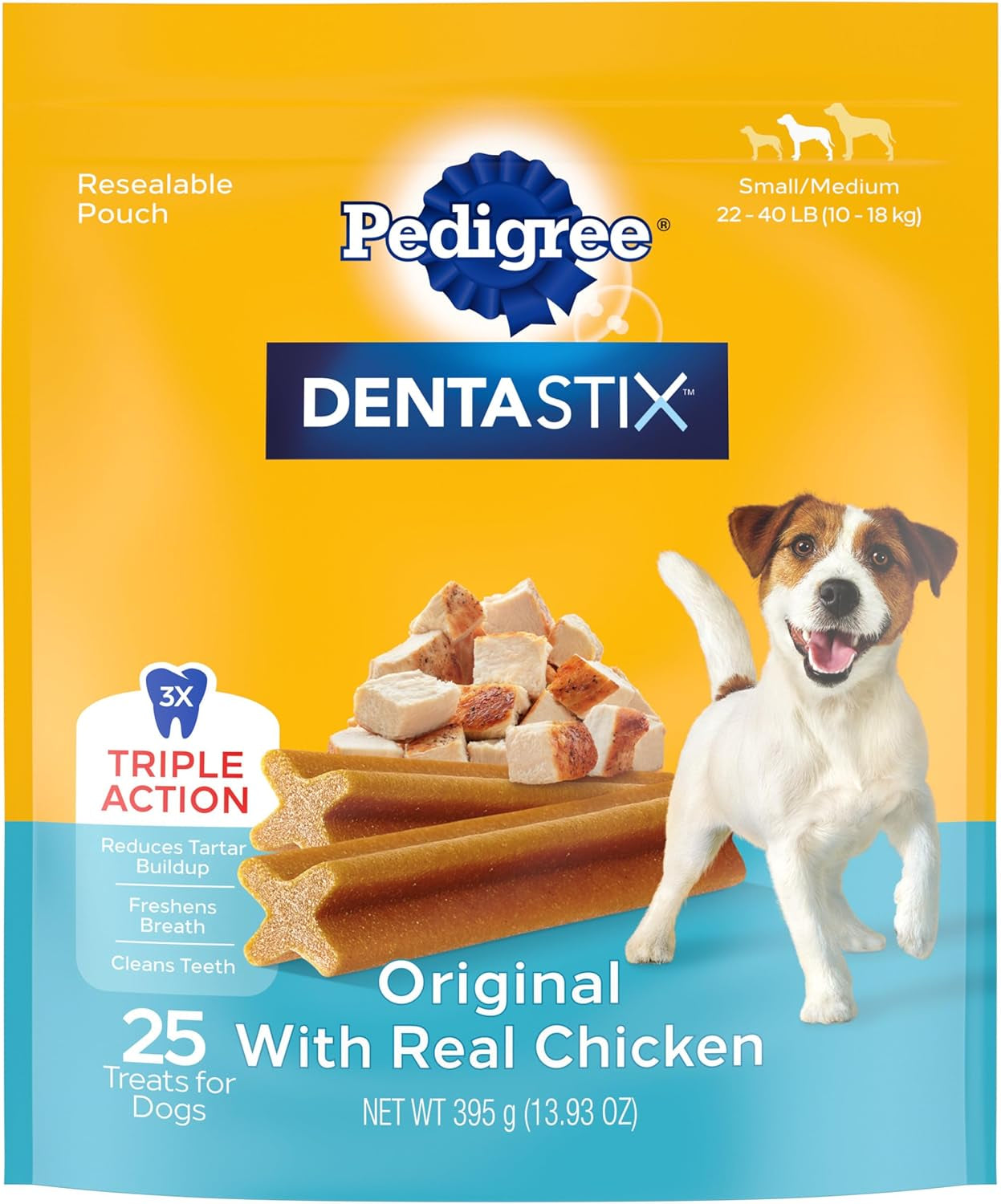 DENTASTIX Small/Medium Dog Dental Treats Original Flavor Dental Bones, 5.57 Oz. Pack, Pack of 7 (70 Total Treats)