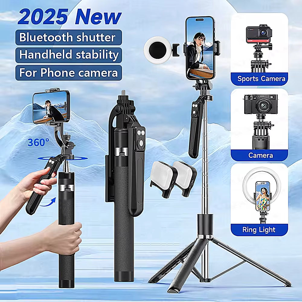 Portable Camera Tripod with Wireless Remote Control and 360 ° Rotation for Phone Video Recording and Live Streaming
