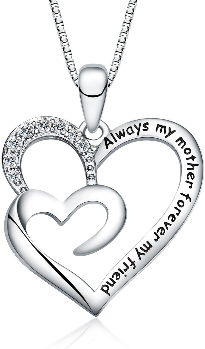 Forever Connected Mother & Son Necklace – Heart Pendant Gift for Mom, Sterling Silver Jewelry for Mother'S Day or Birthday