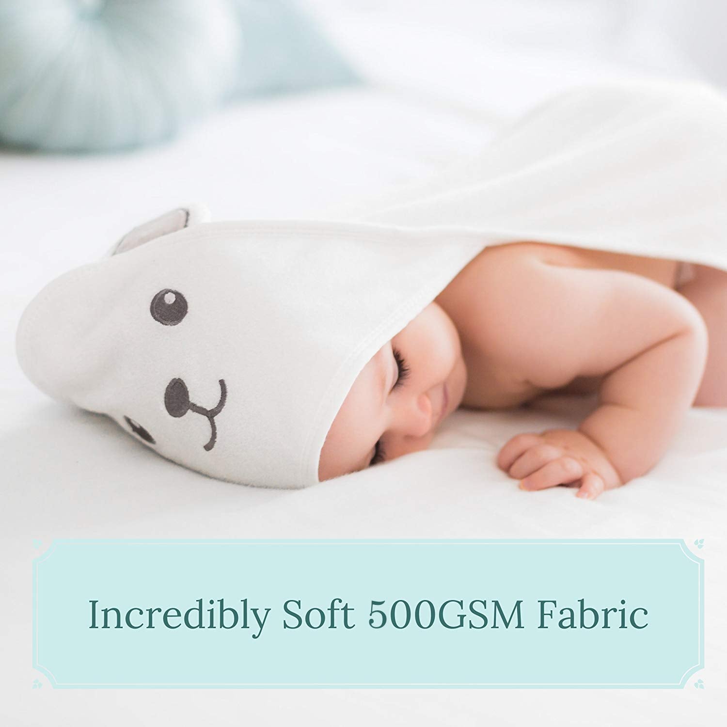 Hooded Towel - Rayon Made from Bamboo, Bath Towel with Bear Ears for Newborn, Babie, Toddler, Infant - Absorbent Large Baby Towel - Bear, 30 X 30 Inch
