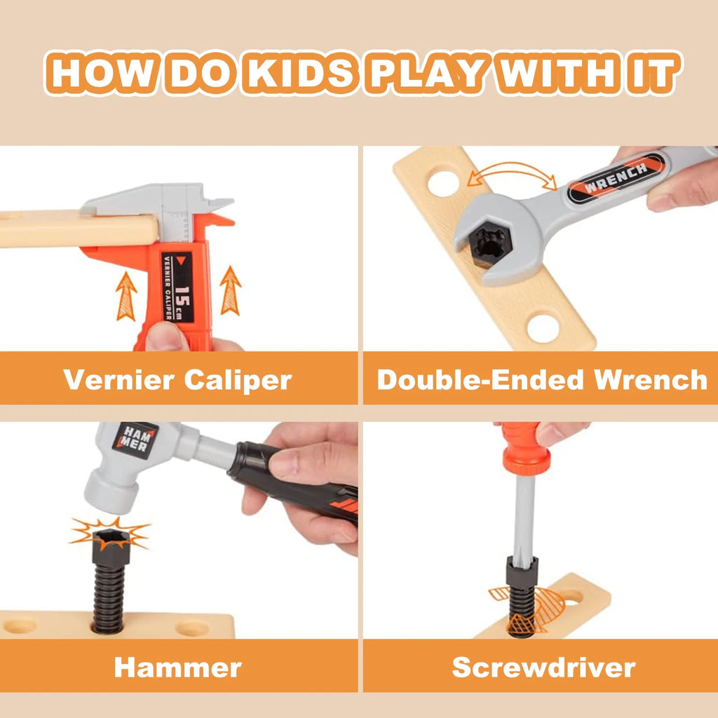 Kids Tool Set Kids Toys 32PCS Pretend Play Toddler Tool Toys with Electronic Toy Drill Set Construction Kits Toys for Christmas Birthday Kids Ages 3-8