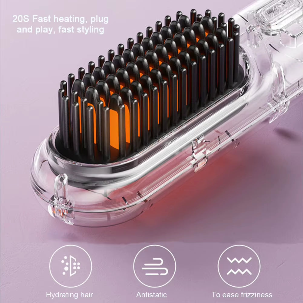 Cordless Beard Straightener for Men Hair Straightener Brush Fast Heated Electric Hair Brushes Multifunctional Wireless Hot Comb