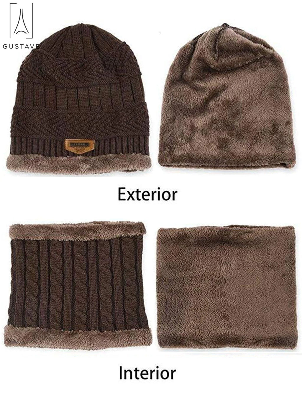 design 2 Pieces Kids Winter Warm Knitted Hat and Scarf, Knit Beanie Cap Fleece Lining 