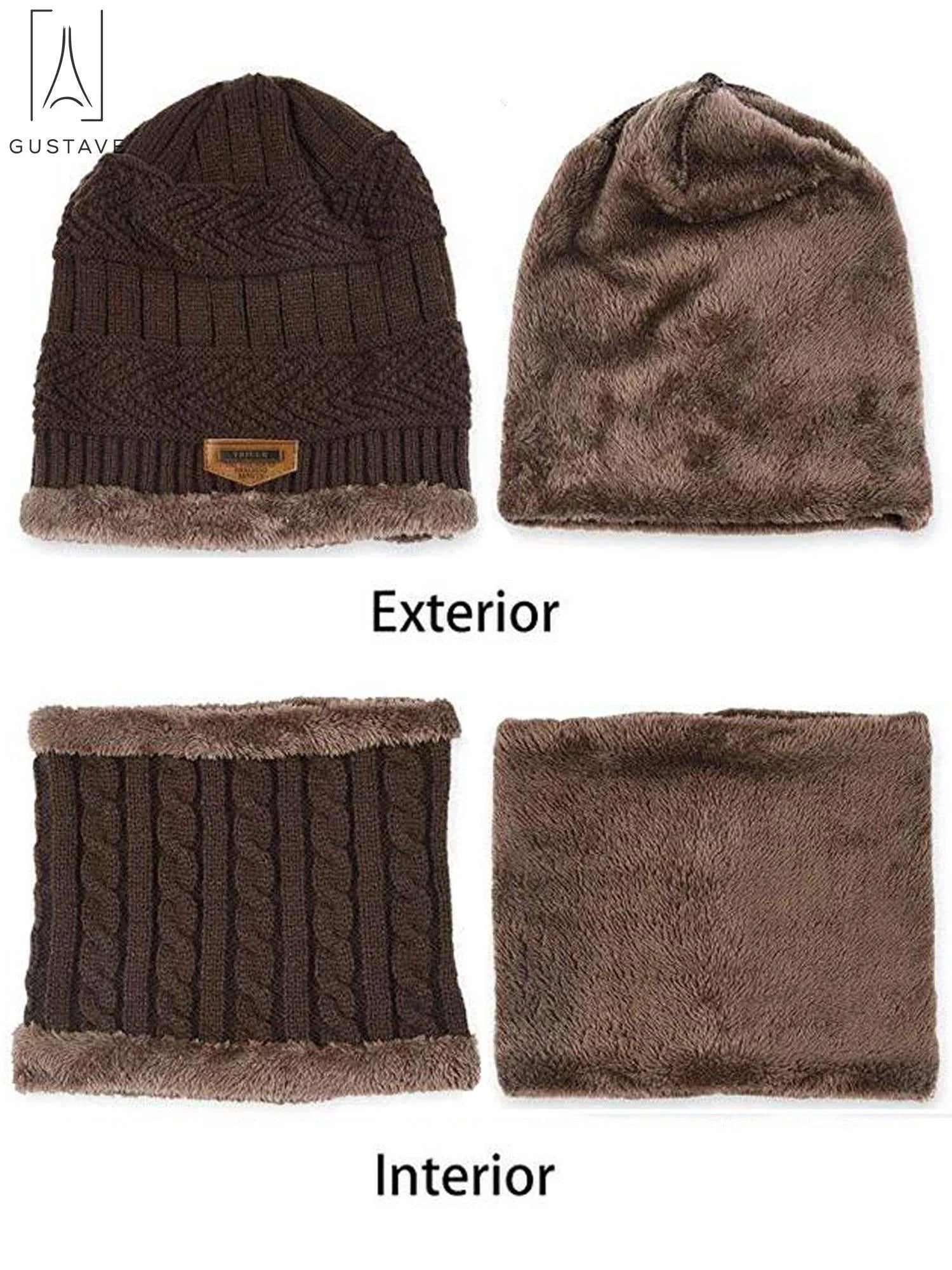 design 2 Pieces Kids Winter Warm Knitted Hat and Scarf, Knit Beanie Cap Fleece Lining 