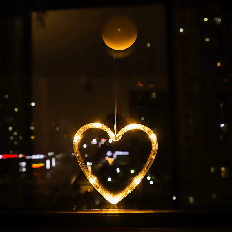 Christmas Ornaments Hanging LED Lights Bedroom Decoration Christmas Decorations Home Window Glass Decoration Warm Battery