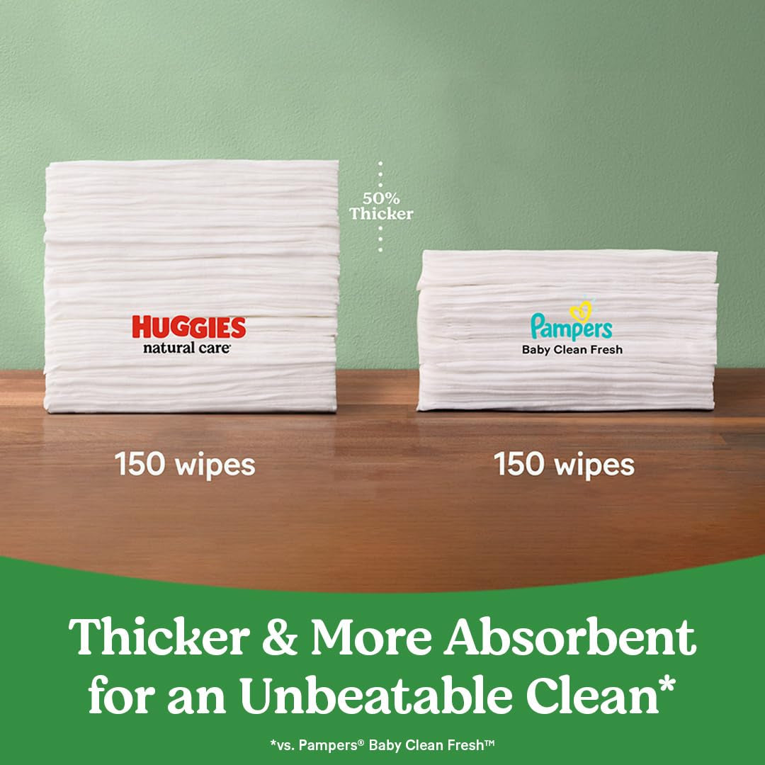 Natural Care Sensitive Baby Wipes, Unscented, Hypoallergenic, 6 Flip-Top Packs (288 Wipes Total)
