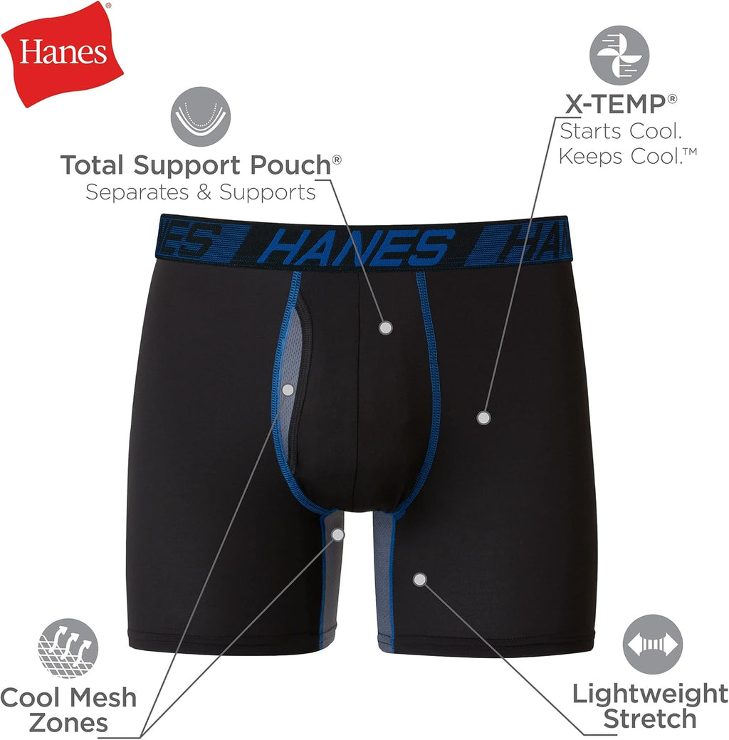 Men'S Anti-Chafing, 3 Pairs, Cool & Breathable Cotton Pouch Underwear, Moisture-Wicking Boxer Briefs