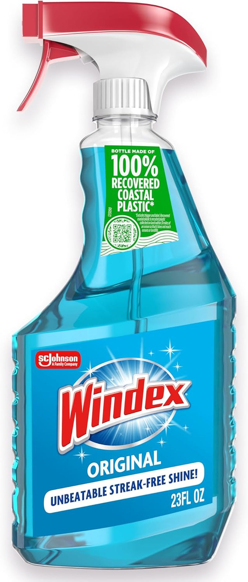 Glass and Window Cleaner Spray Bottle, Packaging Designed to Prevent Leakage and Breaking, Surface Cleaning Spray, Original Blue Scent, 23 Fl Oz
