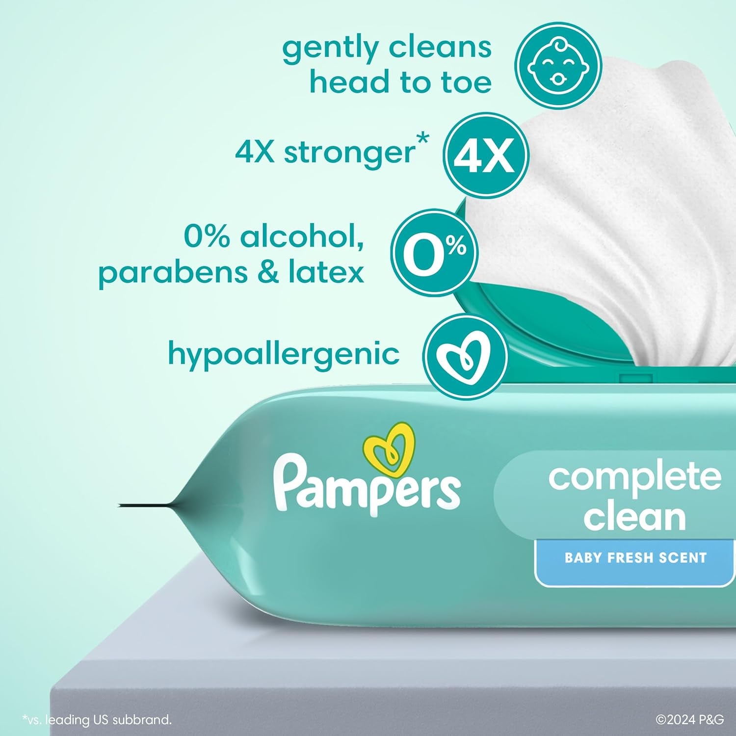 Baby Wipes, Complete Clean Baby Fresh Scented Wipe, Gently Cleans Head to Toe, 72 Total (1 Flip-Top Packs)