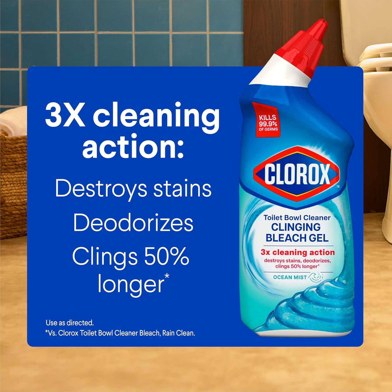 Toilet Bowl Cleaner, Clinging Bleach Gel, Ocean Mist - 24 Ounces, Pack of 2
