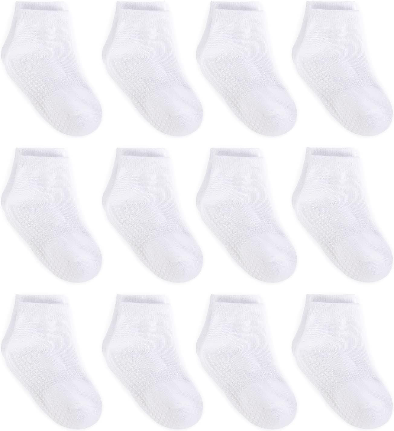 Baby Non Slip Grip Ankle Socks with anti Skid Grippers Boys Girls Low Cut for Infants Toddlers Kids