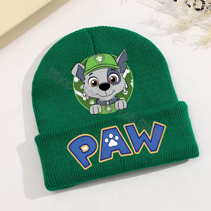 Paw Patrol Knitted Hat Kawaii Cartoon Character Printed Beanie Boys Girls Warm Hat Winter Baby Accessories Kids Gift