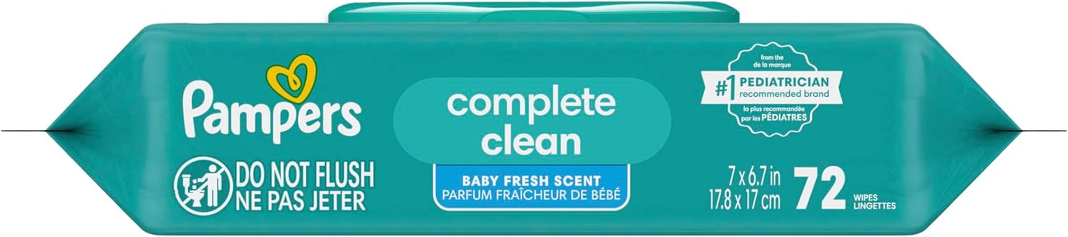 Baby Wipes, Complete Clean Baby Fresh Scented Wipe, Gently Cleans Head to Toe, 72 Total (1 Flip-Top Packs)