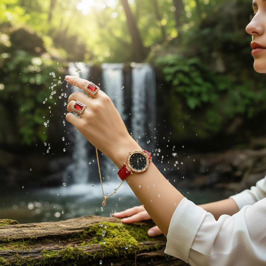 Womens Watches 5Pcs Set Luxury Rhinestone Women Fashion Elegant Wristwatch Quartz Watch for Girl Wristwatch Bracelet Gift