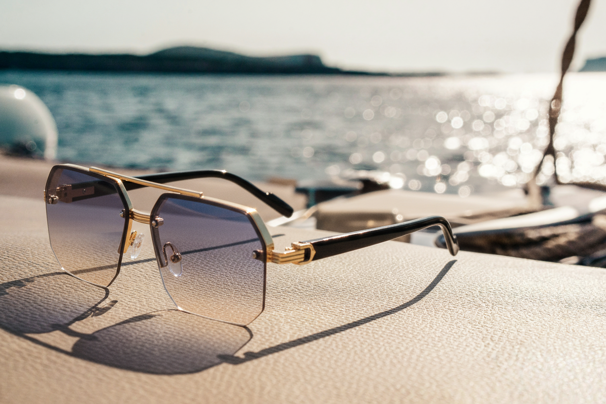 Pilot Sunglasses Men Flat Top Half Frame UV400 Sun Glasses Classic Travel Casual Vintage Shades