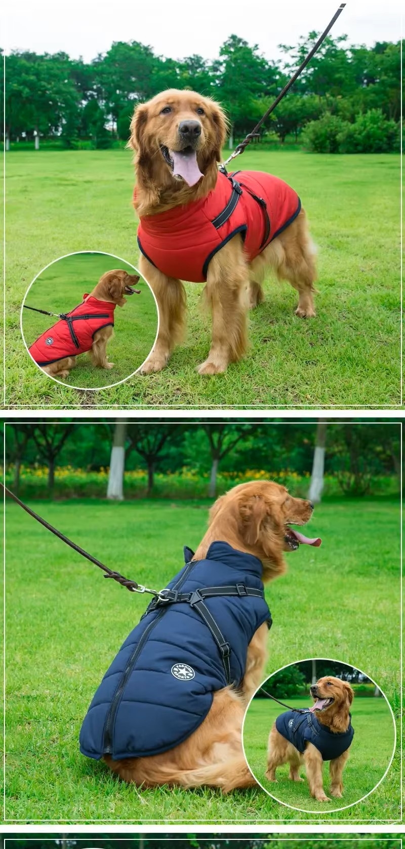 Large Pet Dog Jacket with Harness Winter Warm Dog Clothes for Labrador Waterproof Big Dog Coat Chihuahua French Bulldog Outfits