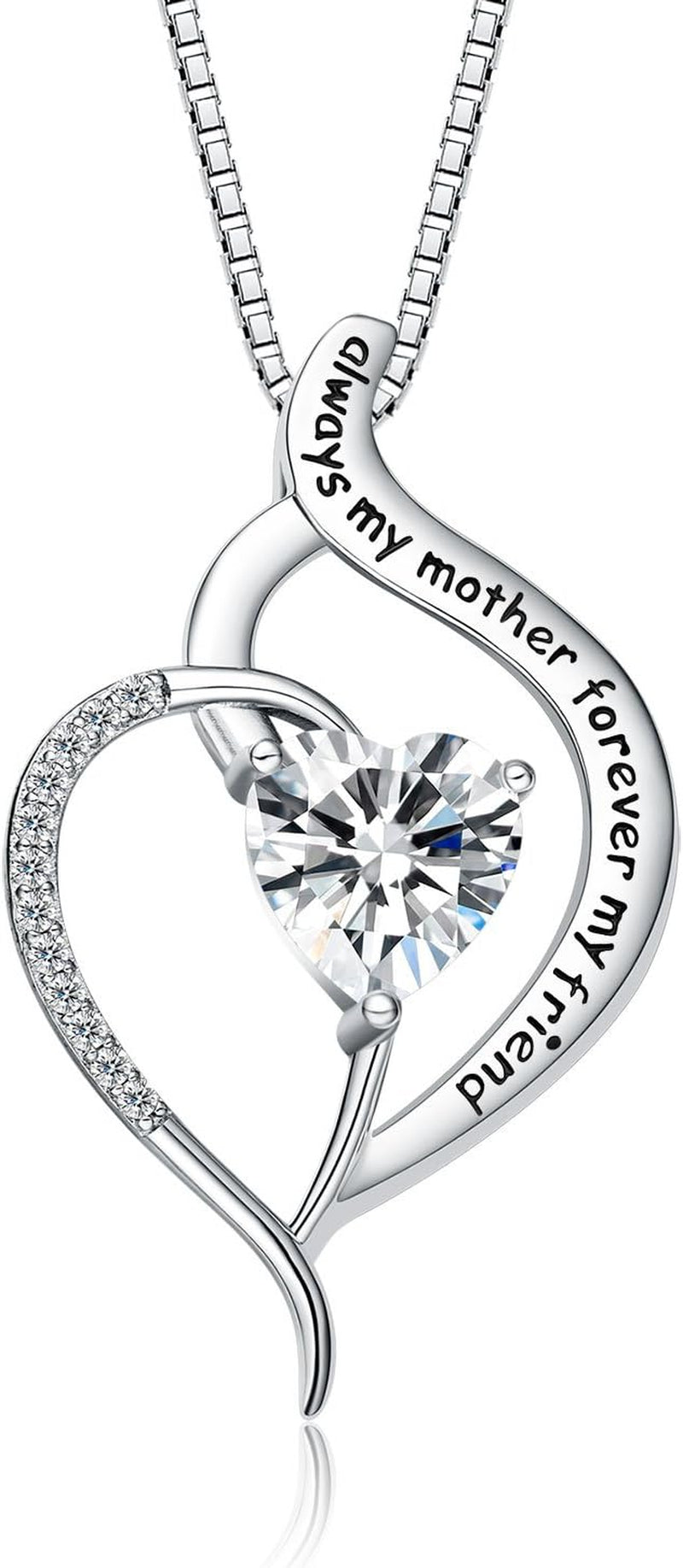 Forever Connected Mother & Son Necklace – Heart Pendant Gift for Mom, Sterling Silver Jewelry for Mother'S Day or Birthday