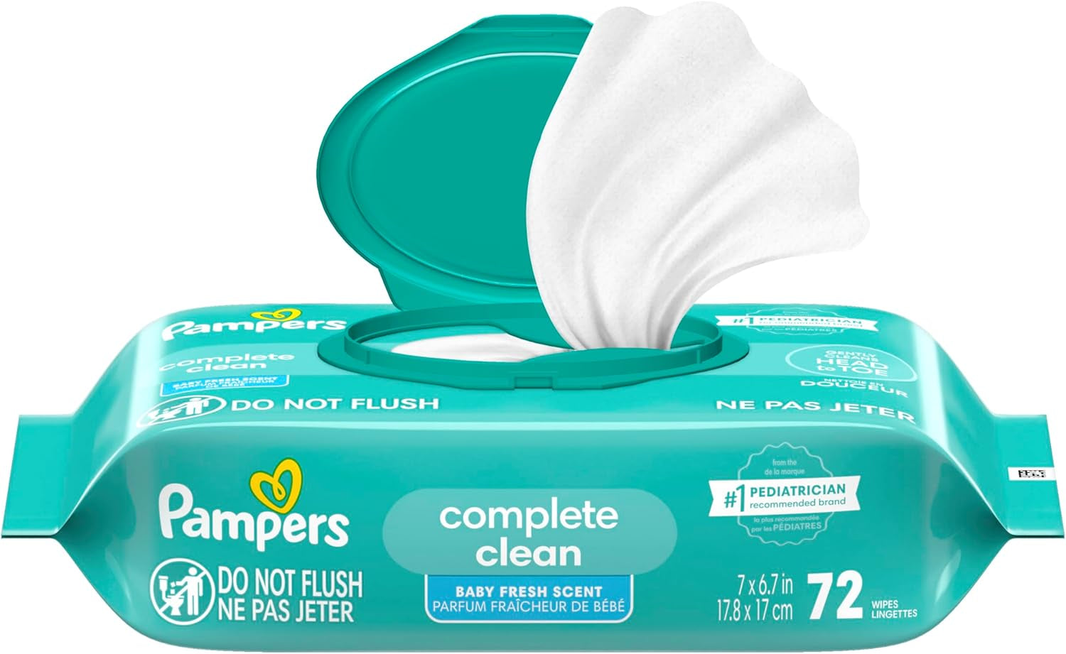 Baby Wipes, Complete Clean Baby Fresh Scented Wipe, Gently Cleans Head to Toe, 72 Total (1 Flip-Top Packs)