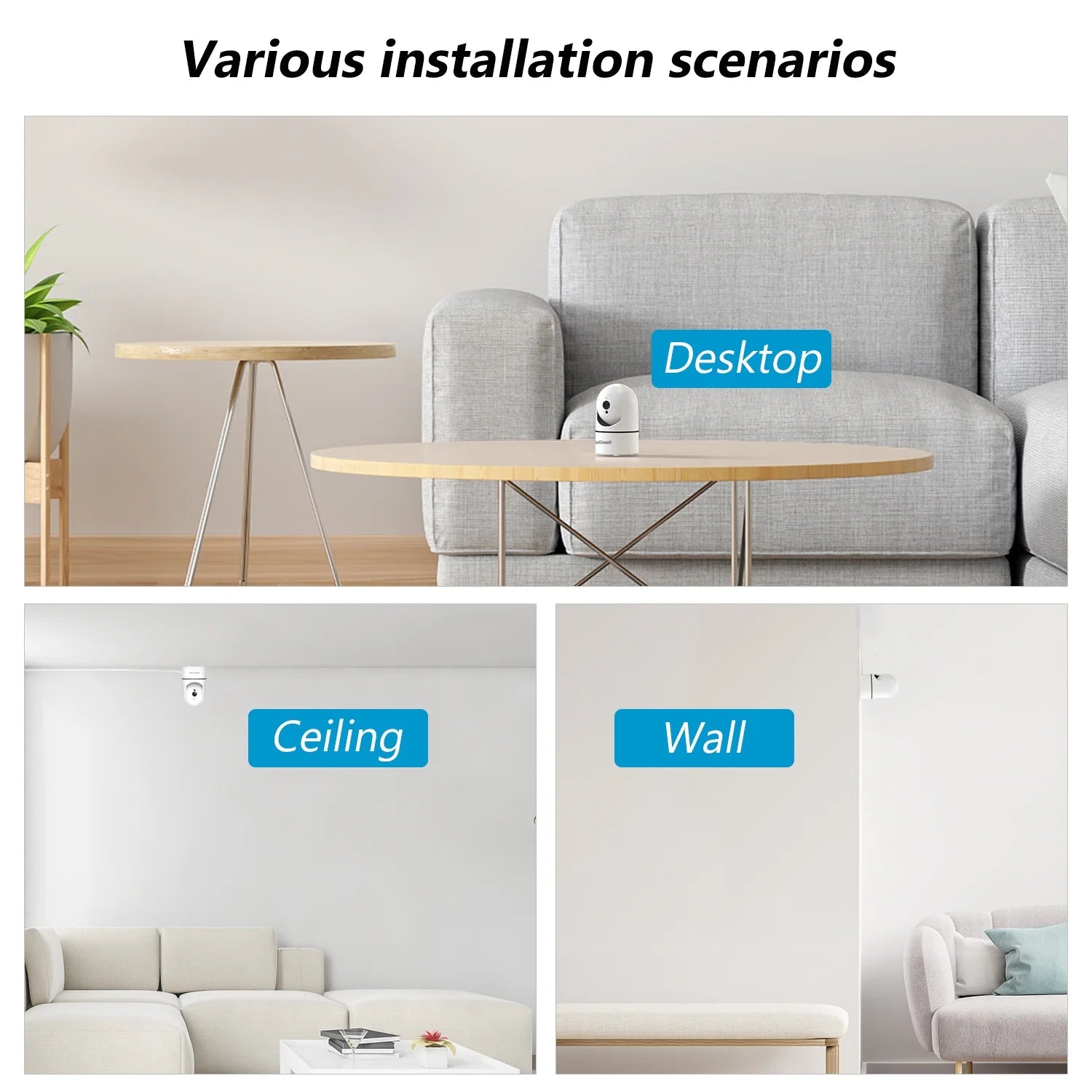 Wifi Indoor Security Camera, 360° Ptz 1440P Smart Security Camera for Home Baby Pet, IR Night Vision, Motion Detection, Two-Way Audio, Compatible with Alexa