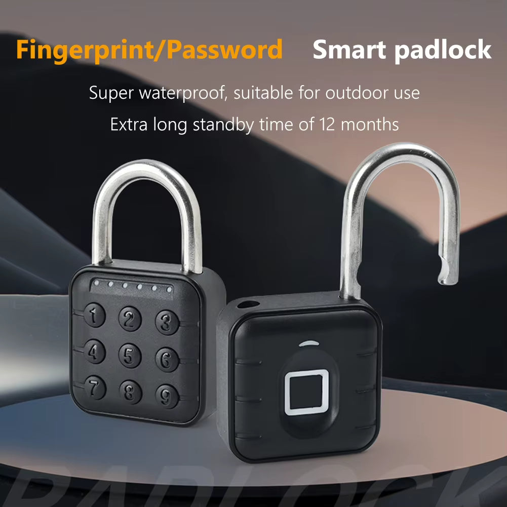 Keyless Fingerprint Lock with Tuya APP Smart Padlock Waterproof Door Lock 0.2Sec Unlock Portable Anti-Theft Padlock for Offices