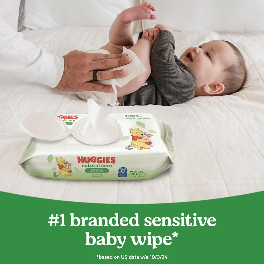 Natural Care Sensitive Baby Wipes, Unscented, Hypoallergenic, 6 Flip-Top Packs (288 Wipes Total)