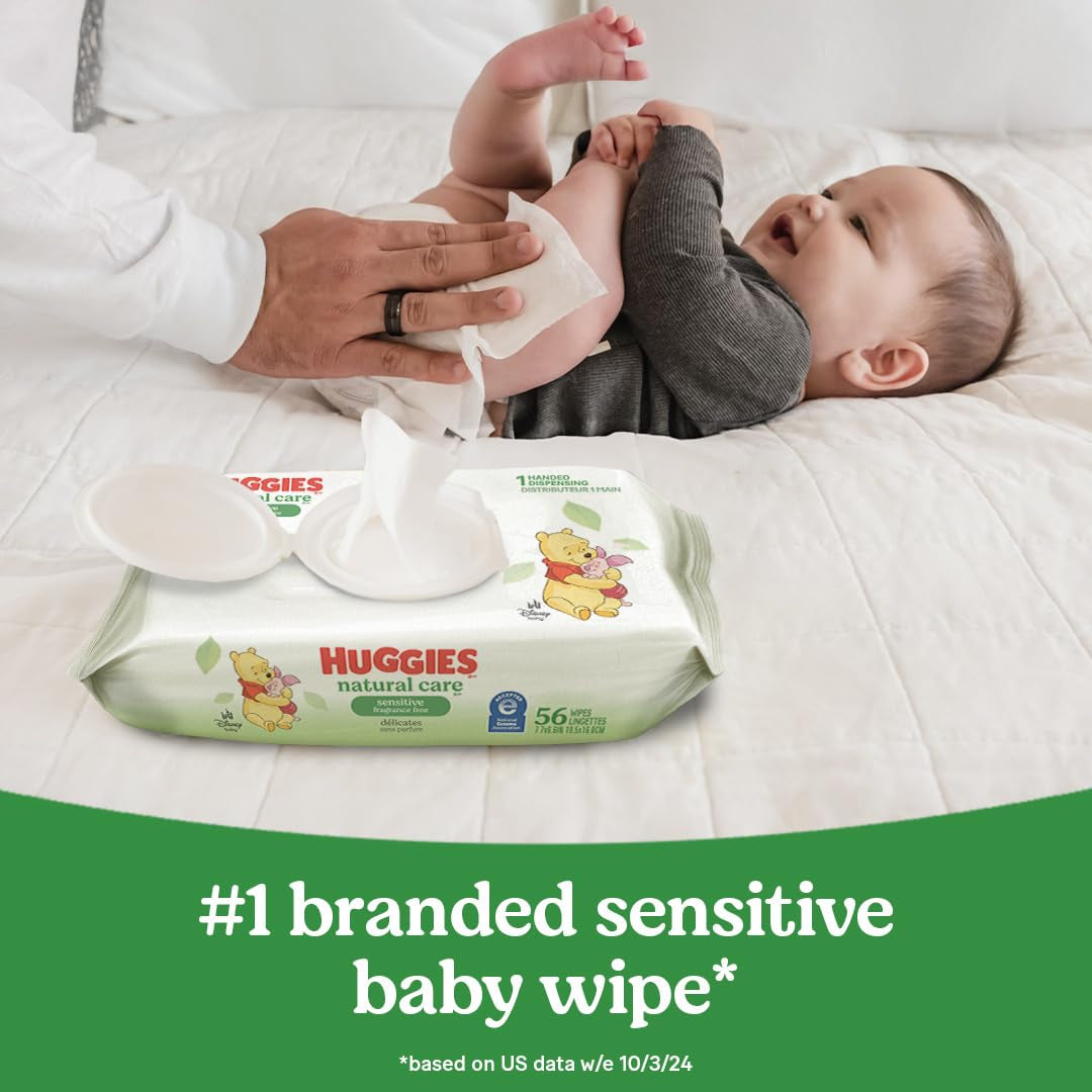 Natural Care Sensitive Baby Wipes, Unscented, Hypoallergenic, 6 Flip-Top Packs (288 Wipes Total)