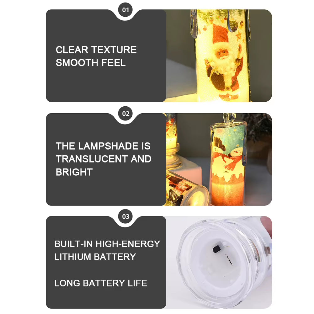 4PCS Christmas LED Candles, Flameless Flickering Electronic Tea Lights,Santa Claus Projection