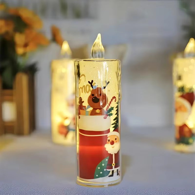 4PCS Christmas LED Candles, Flameless Flickering Electronic Tea Lights,Santa Claus Projection