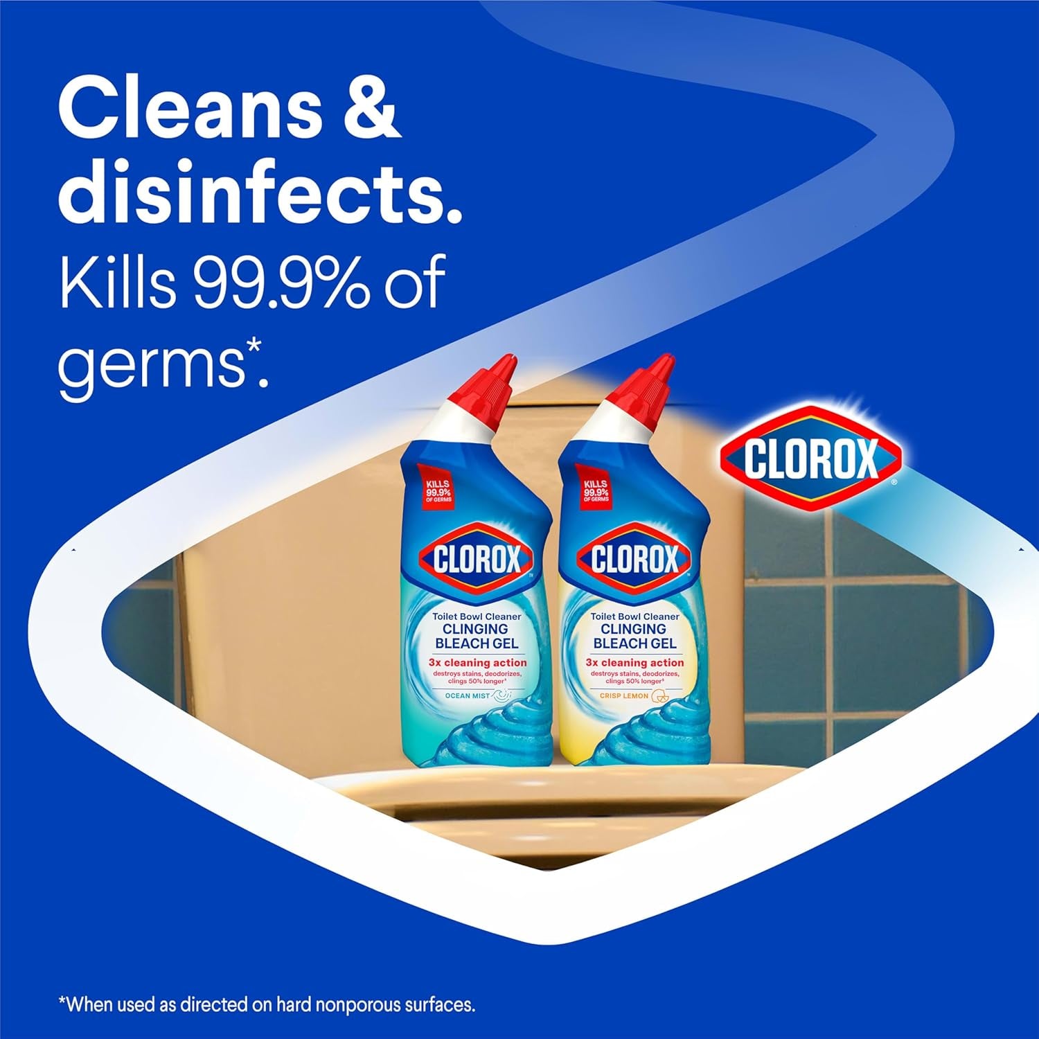 Toilet Bowl Cleaner, Clinging Bleach Gel, Ocean Mist - 24 Ounces, Pack of 2