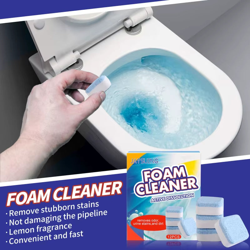 12Pcs/Box Toilet Foam Cleaner Effectively Remove Yellow Dirt Odors Multifunctional Toilet Cleaning Agent