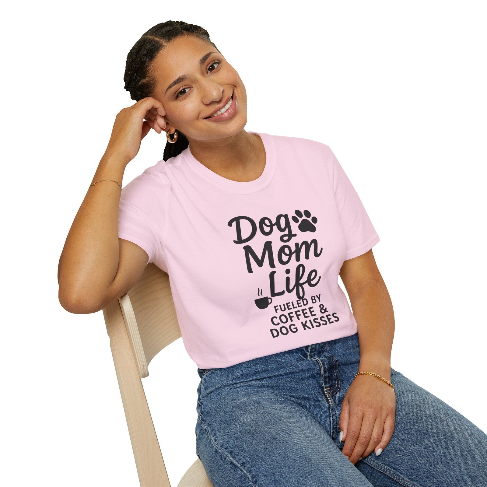 Dog Mom Life T-Shirt, Unisex Softstyle Tee, Gifts for Dog Lovers,
