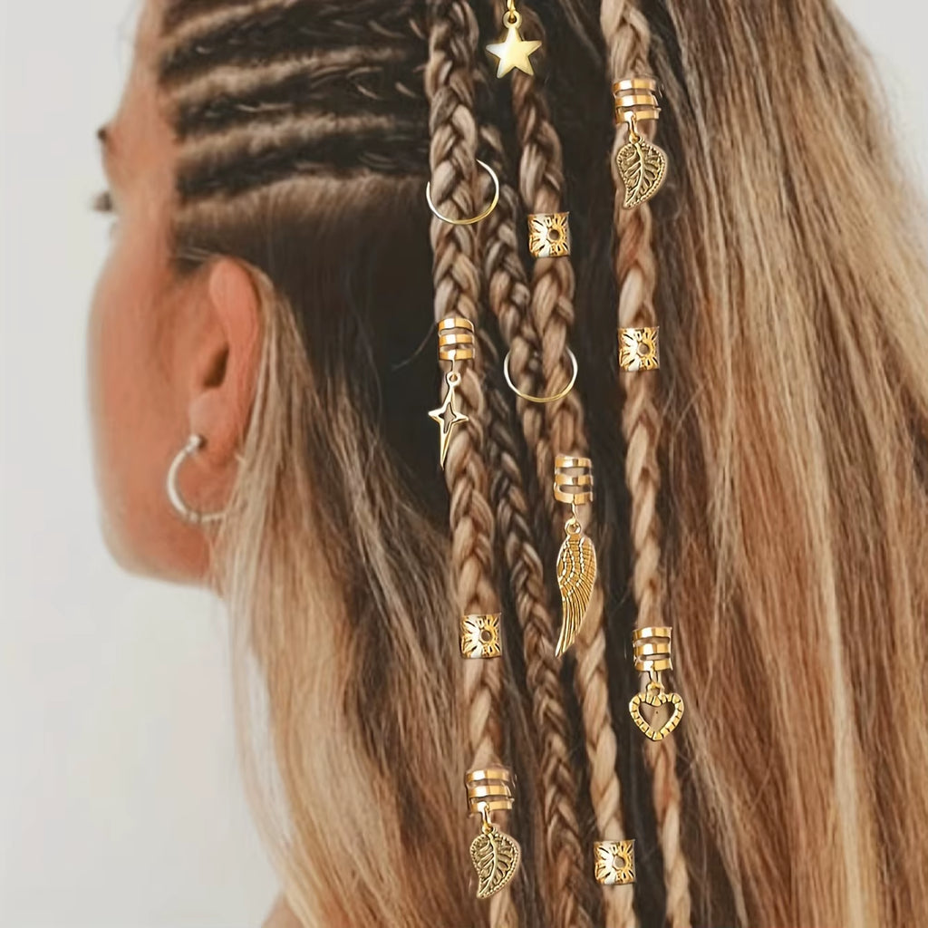 45Pcs Alloy Braid Hair Ring Dreadlock Hair Ring - Hippie Style Hair Accessories Loc Hair Jewelry for Braids for Girls and Women