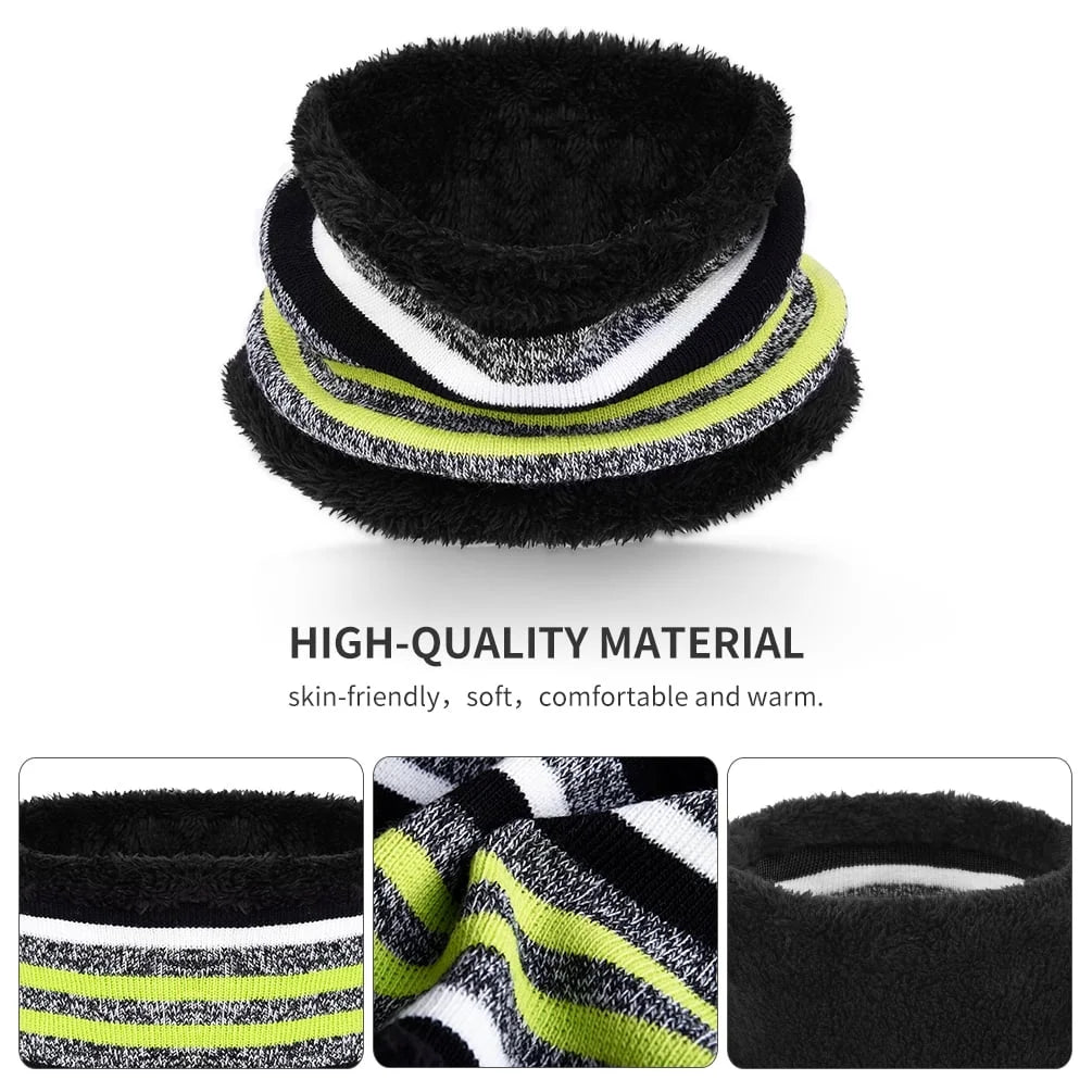 3 Pcs Kids Hat Scarf Gloves Set Warm Knitted Winter Set with Fleece Lining for 3-6 Years Old Girls and Boys, Green