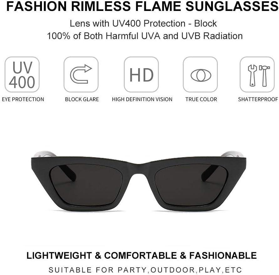 Square Cat Eye Sunglasses for Women Fashion Vintage Trendy Cateye Sunglasses for Women Black