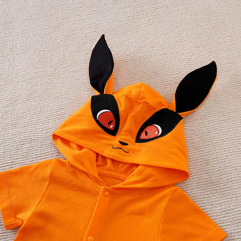 Newborn Clothing Cute Anime Fox Role-Playing Cotton Comfortable and Soft Boy and Girl Summer 0-18 Short Sleeved Baby Jumpsuit