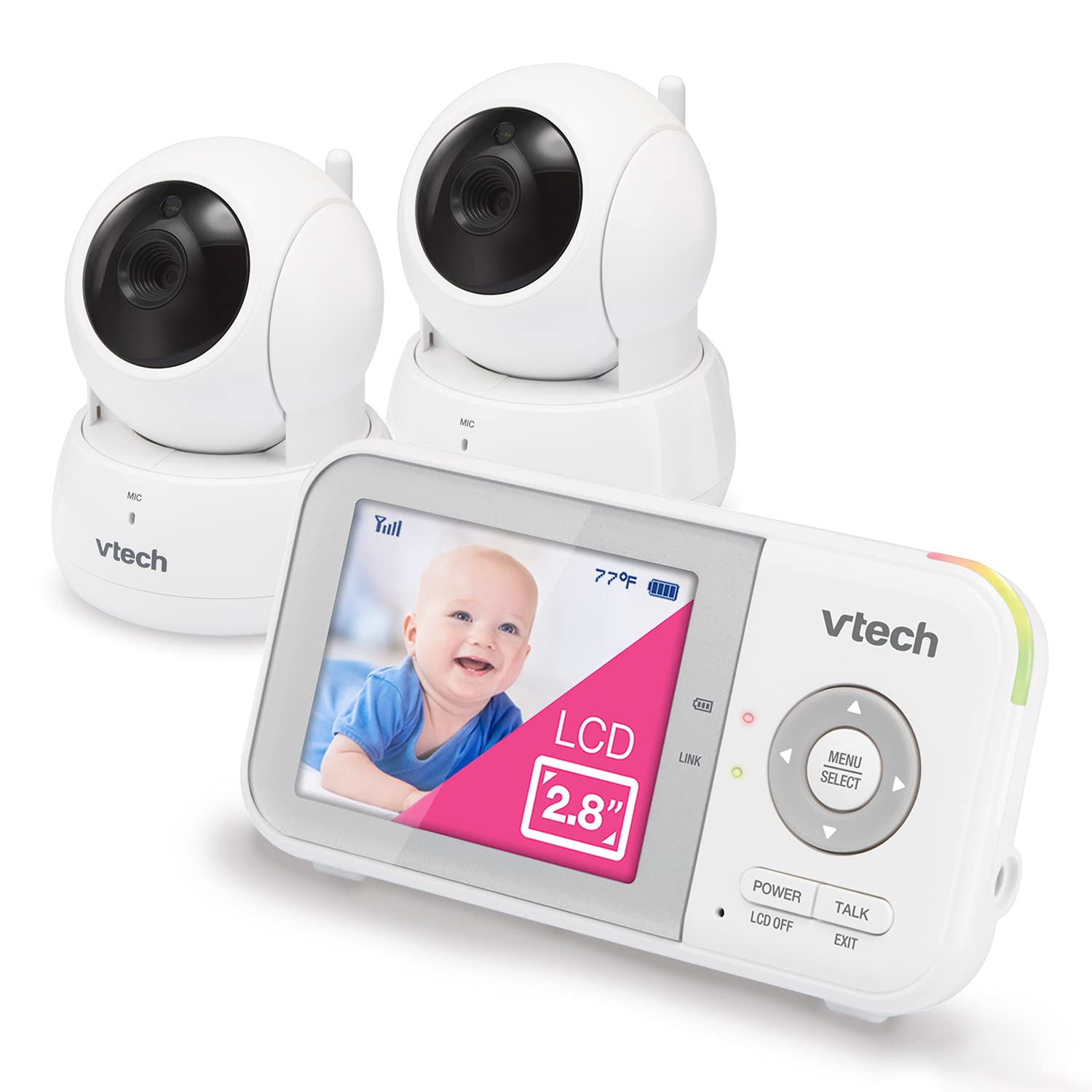 VM819 Baby Monitor with Camera and Audio, 2.8” Screen Portable Baby Camera, Night Vision, 2-Way Audio, Temperature Sensor and Lullabies, Secure Transmission No Wifi, Ideal for Baby/Elderly/Pet