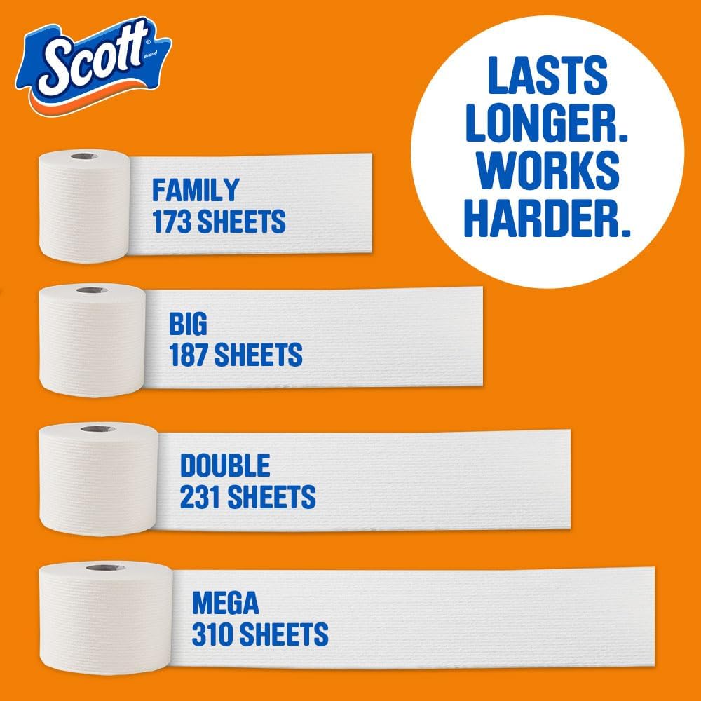 Comfortplus Toilet Paper, 12 Double Rolls, 231 Sheets per Roll, Septic-Safe, 1-Ply Toilet Tissue