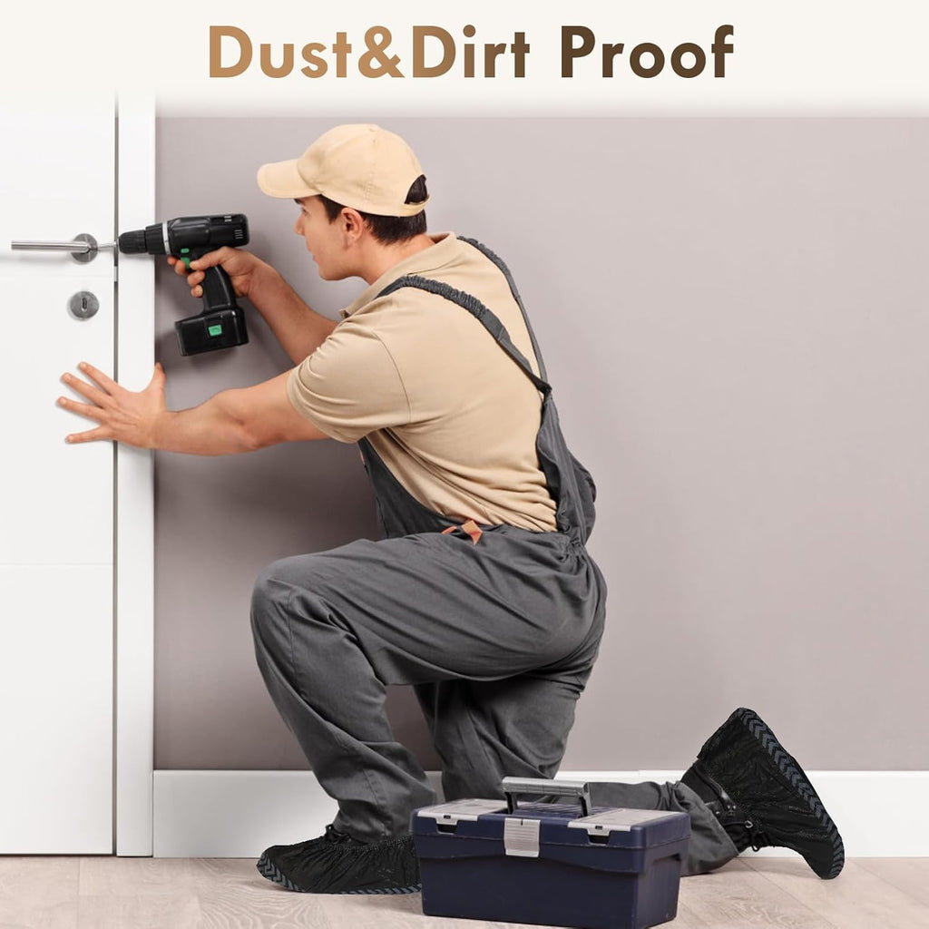 Recycable Shoe Covers Disposable - Black Shoe Covers for Indoors,50Pcs Booties for Shoe Cover,Fits up to 11 US Men and 13 US Women Size,Recyclable Non-Woven Fabric