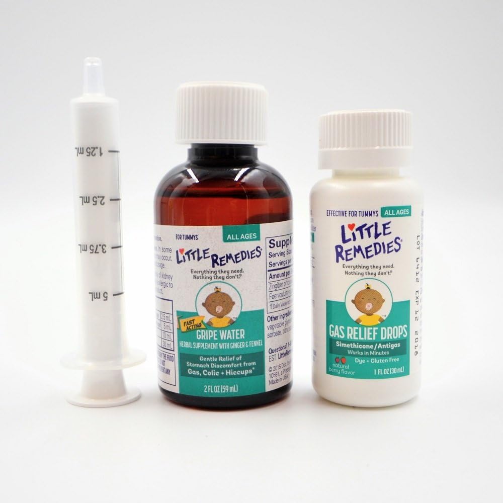 , New Baby Essentials Kit, 6 Newborn Essentials, Saline Nasal Spray, Gas Relief Drops, Gripe Water, Fever Reliever, & Diaper Ointment