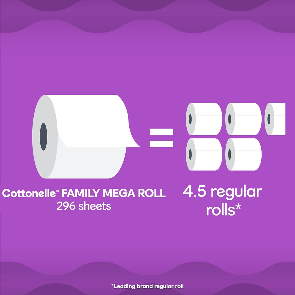 Ultra Comfort Toilet Paper with Cushiony Cleaningripples Texture, 12 Family Mega Rolls = 54 Regular Rolls