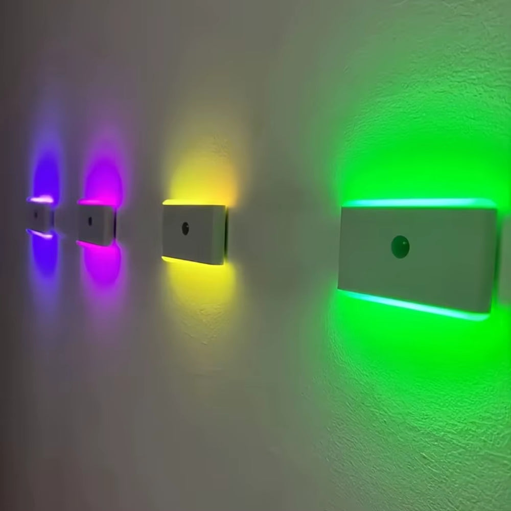 1Pc USB Rechargeable LED Motion Sensor Light - Thin, Wall-Mounted, RGB Night Lighting for Corridors, Storage, Closets, Kitchens,