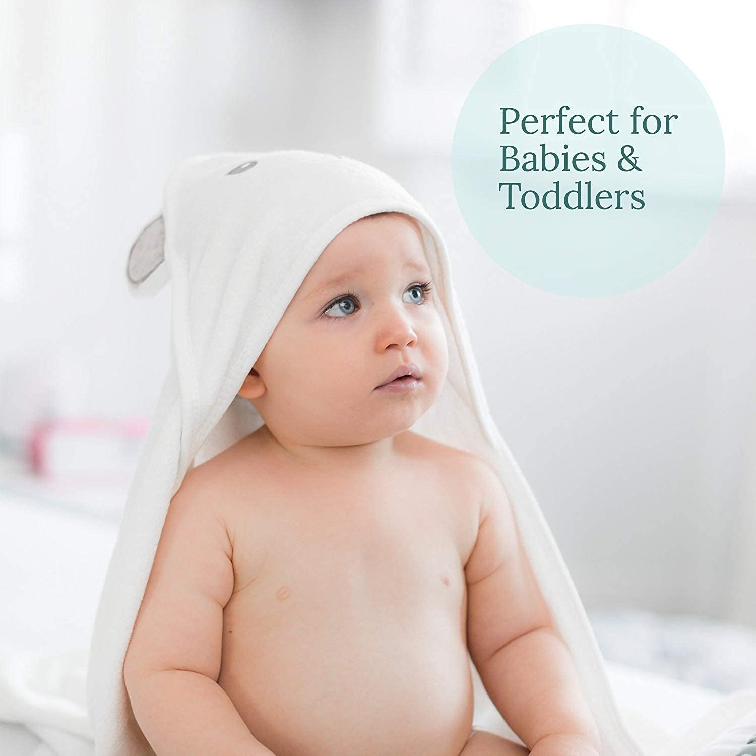Hooded Towel - Rayon Made from Bamboo, Bath Towel with Bear Ears for Newborn, Babie, Toddler, Infant - Absorbent Large Baby Towel - Bear, 30 X 30 Inch