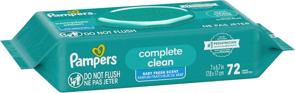 Baby Wipes, Complete Clean Baby Fresh Scented Wipe, Gently Cleans Head to Toe, 72 Total (1 Flip-Top Packs)