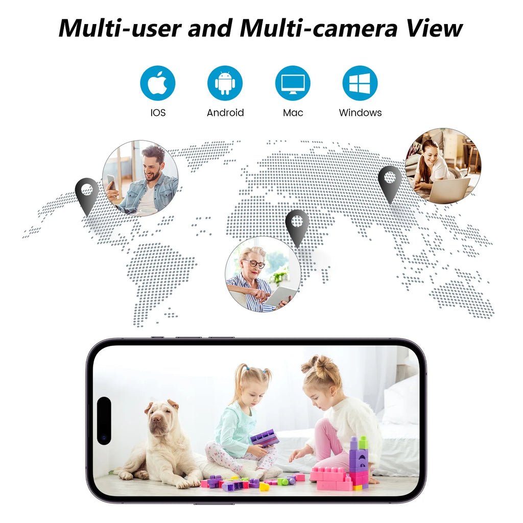 Wifi Indoor Security Camera, 360° Ptz 1440P Smart Security Camera for Home Baby Pet, IR Night Vision, Motion Detection, Two-Way Audio, Compatible with Alexa