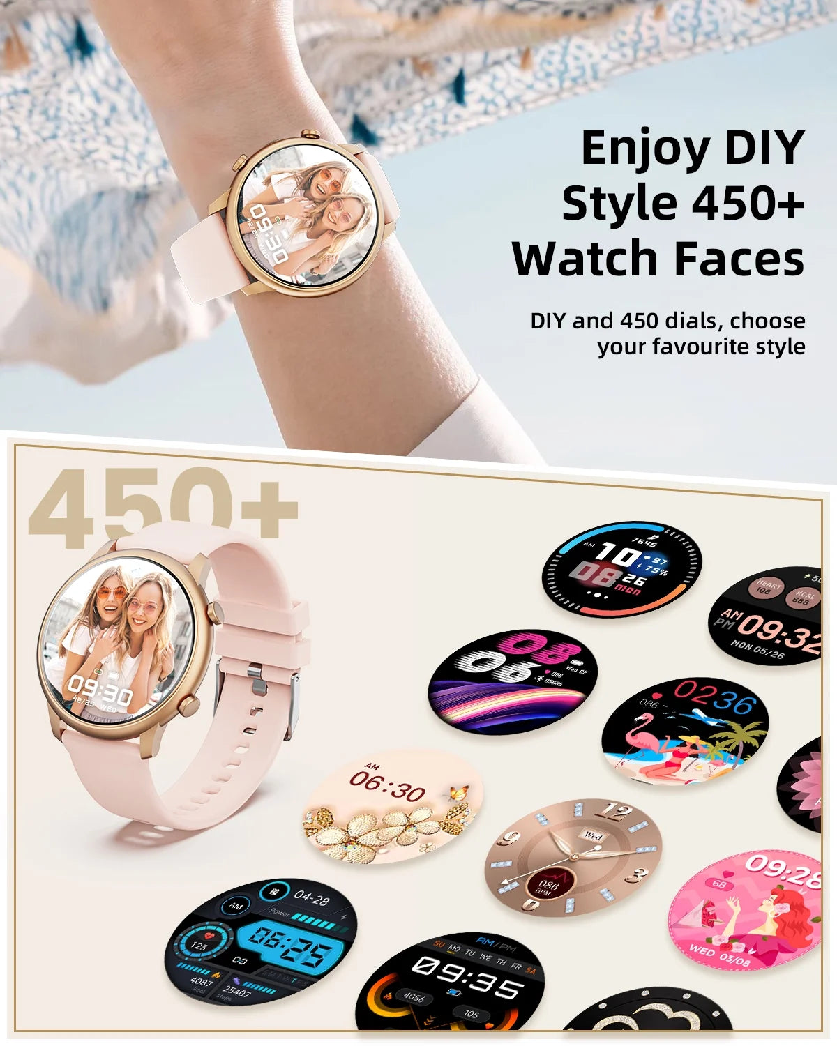 Smart Watch(Answer/Make Call), Smartwatch Fits for Android and Iphone, 1.39" HD Fitness Watch with 100 Sports Modes, Waterproof, Activity Smart Watches for Women, Two Straps, Gold