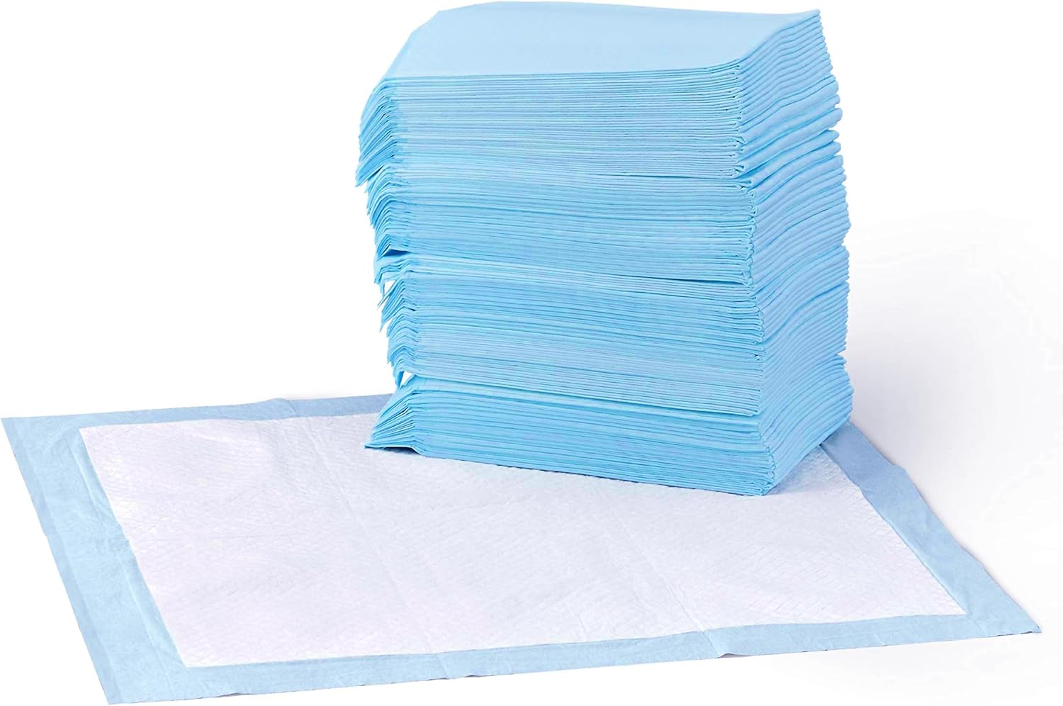 Dog and Puppy Pee Pads, 5-Layer Leak-Proof Super Absorbent, Quick-Dry Surface, Potty Training, Regular (22X22"), 50 Count, Blue & White